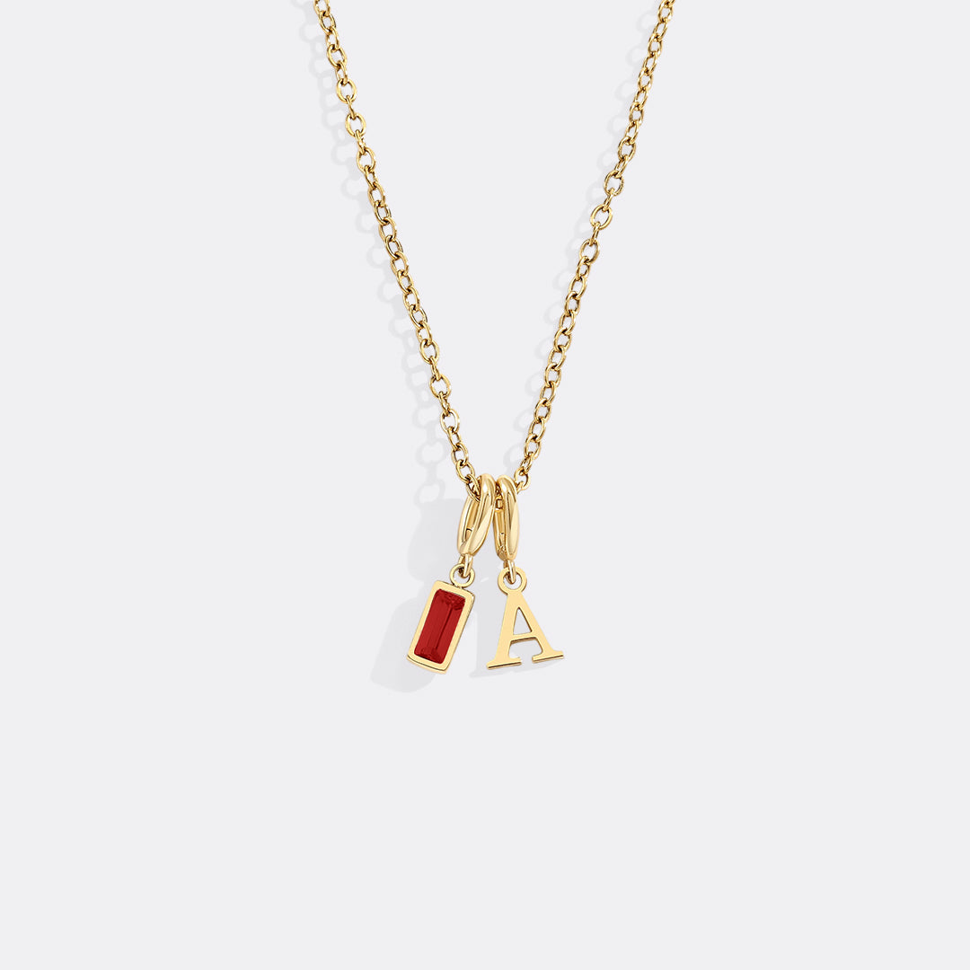 Lettéra Initial Necklace with Birthstone Charm