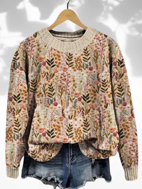 Linda – Comfortable Sweater with Floral Pattern