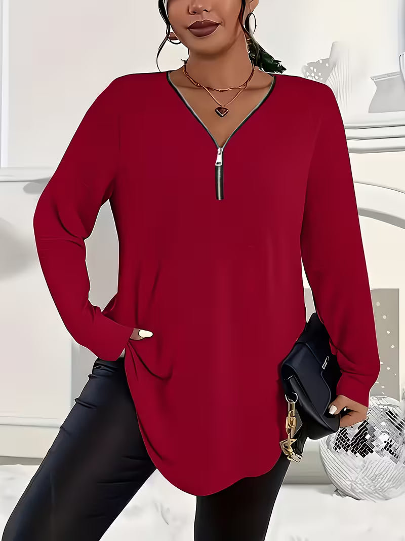 Liorah - Elegant Long Sleeve Shirt with Zipper