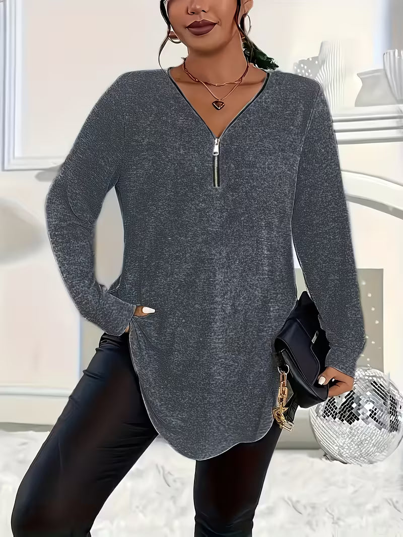 Liorah - Elegant Long Sleeve Shirt with Zipper