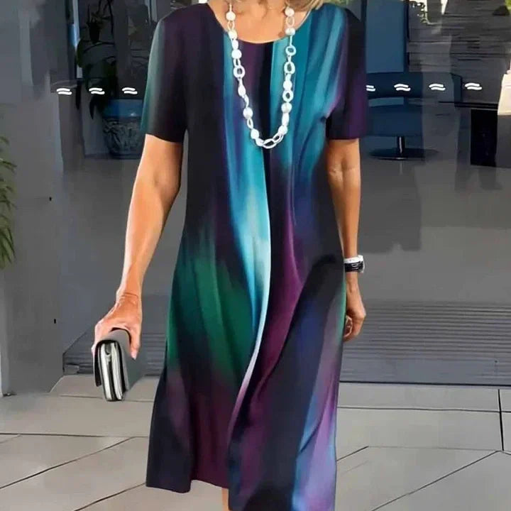 Lourah – Printed Midi Dress with Pleats