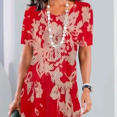 Lourah – Printed Midi Dress with Pleats