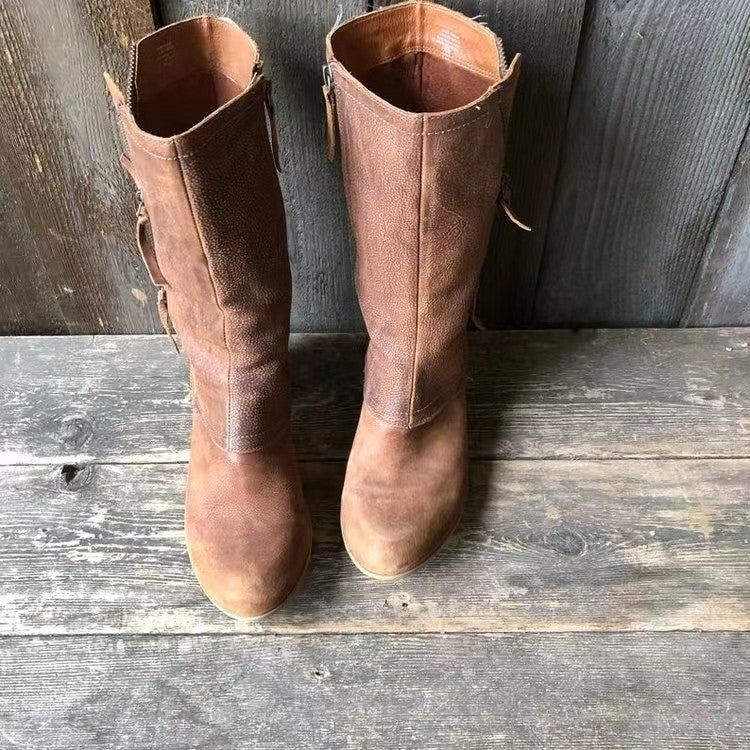 Lulia – Leather Ankle Boots with Side Zipper