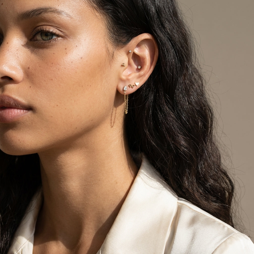 Lunara Chain Teardrop Flat Back Stud