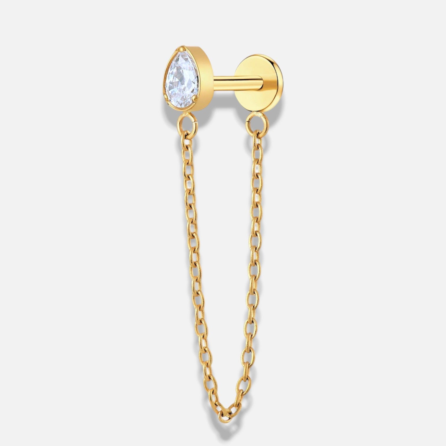 Lunara Chain Teardrop Flat Back Stud