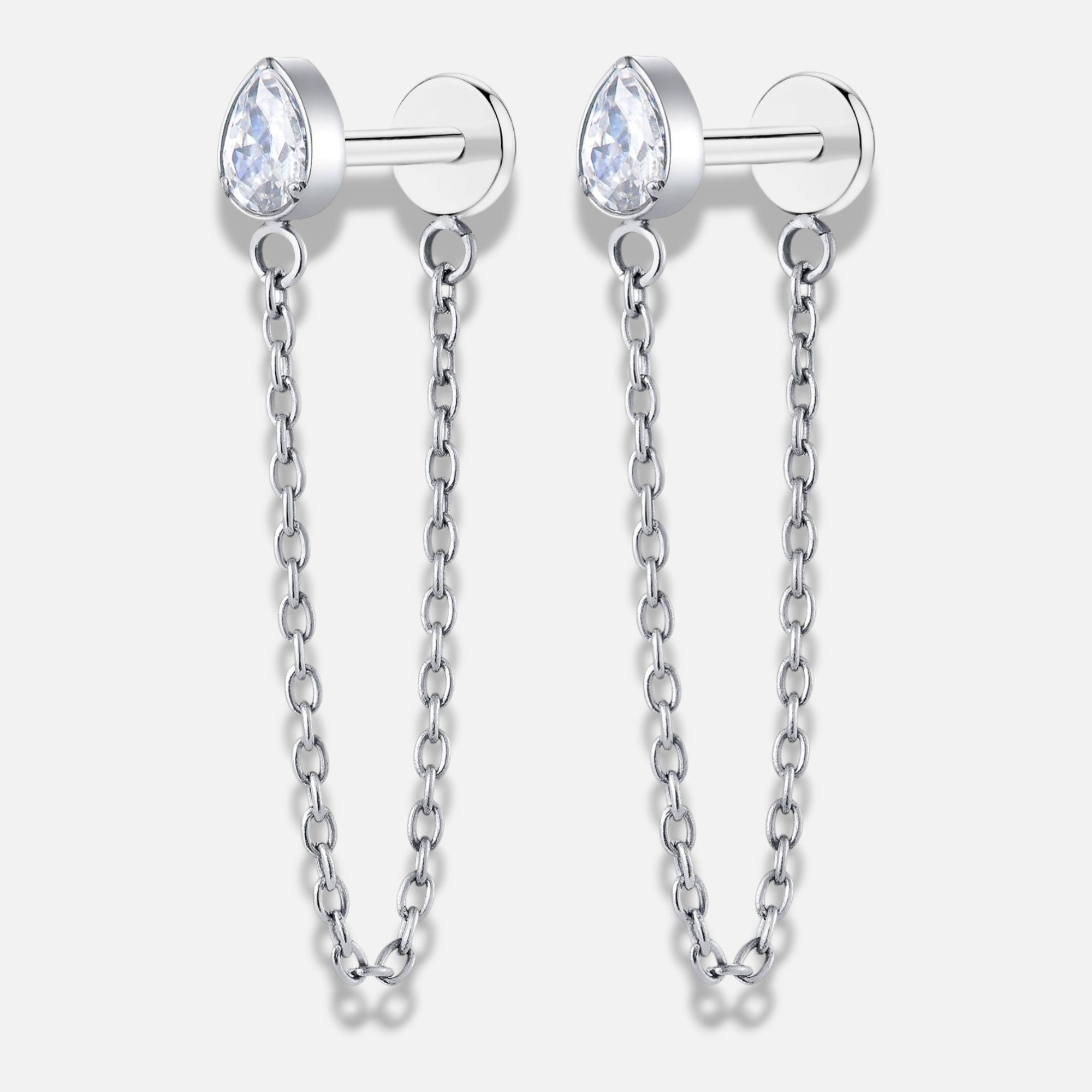 Lunara Chain Teardrop Flat Back Stud