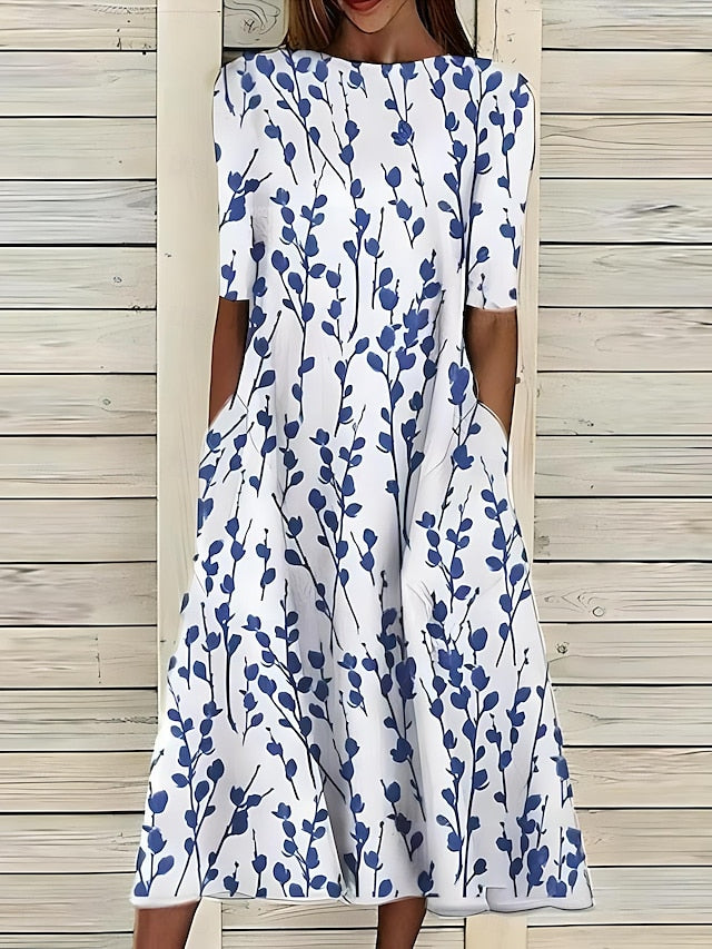 Malgorzata – Summer Midi Dress with Coastal Flowers