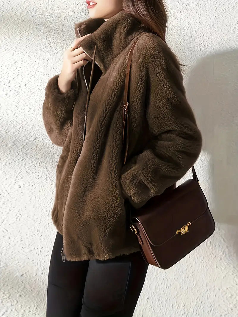 Maliza – Stylish Fleece Jacket with Fur Trim