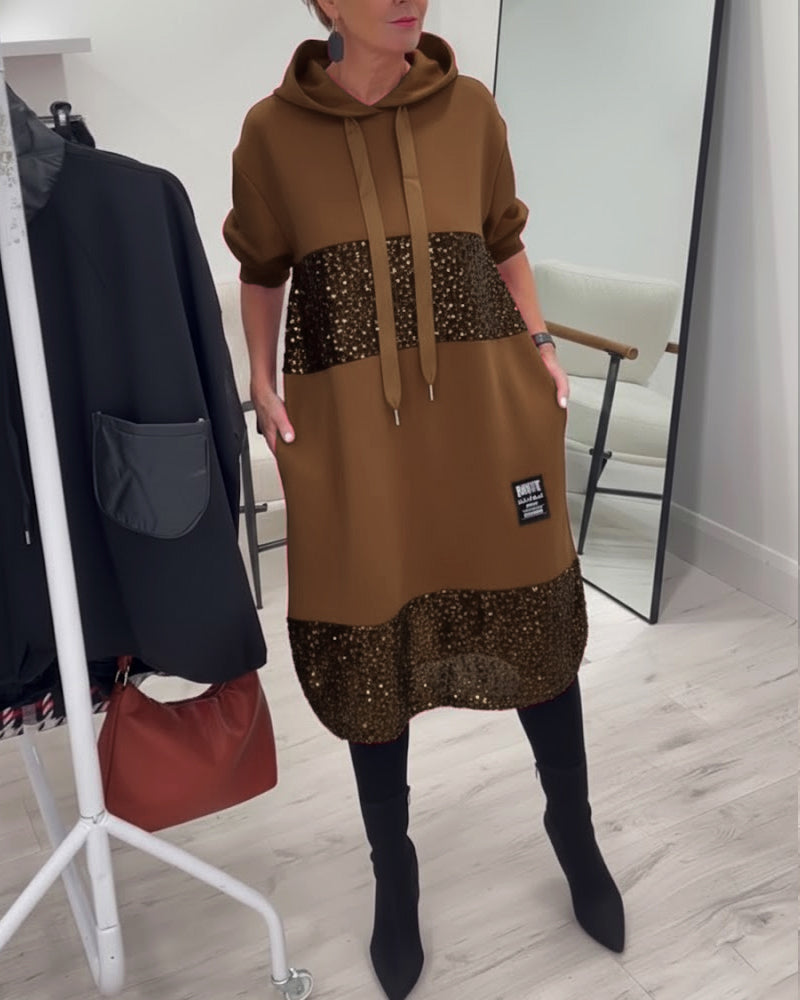 Mansherry - Stylish Patchwork Dress with Hood