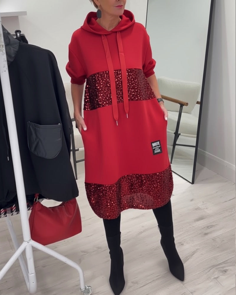 Mansherry - Stylish Patchwork Dress with Hood