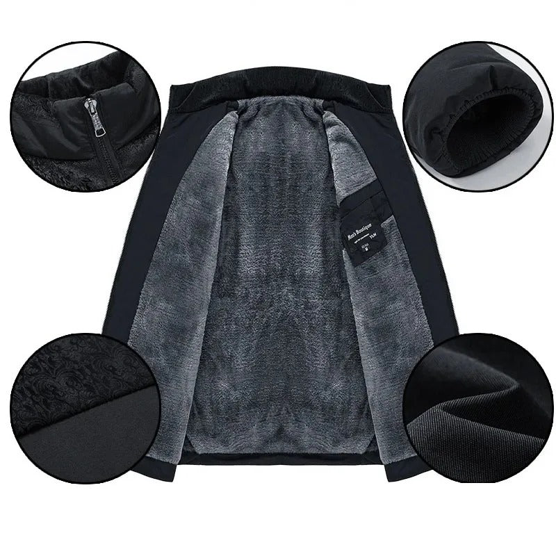 Marenz – Fleece-Lined Jacket with Front Zipper