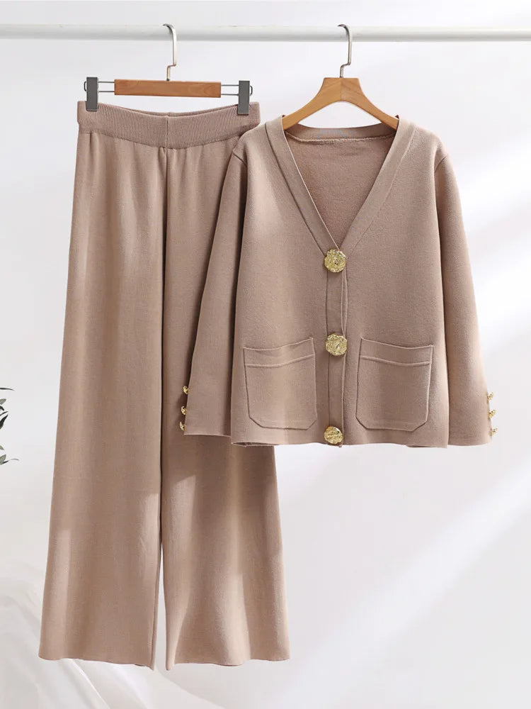 Marion – Knitted V-Neck 2-Piece Set