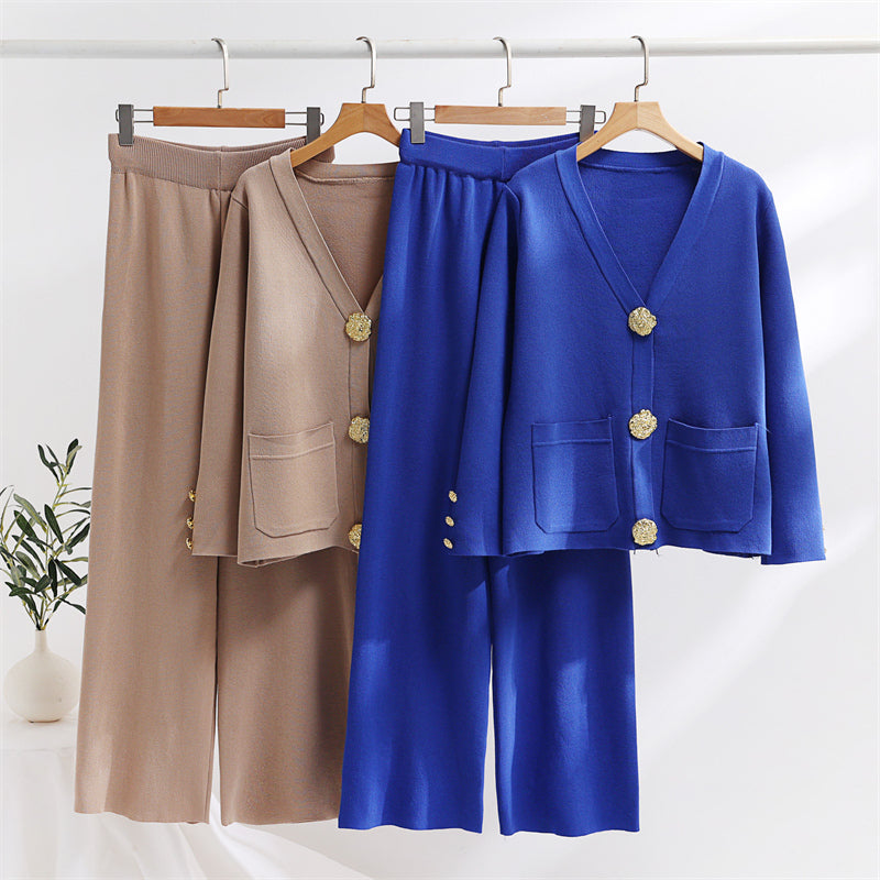Marion – Knitted V-Neck 2-Piece Set