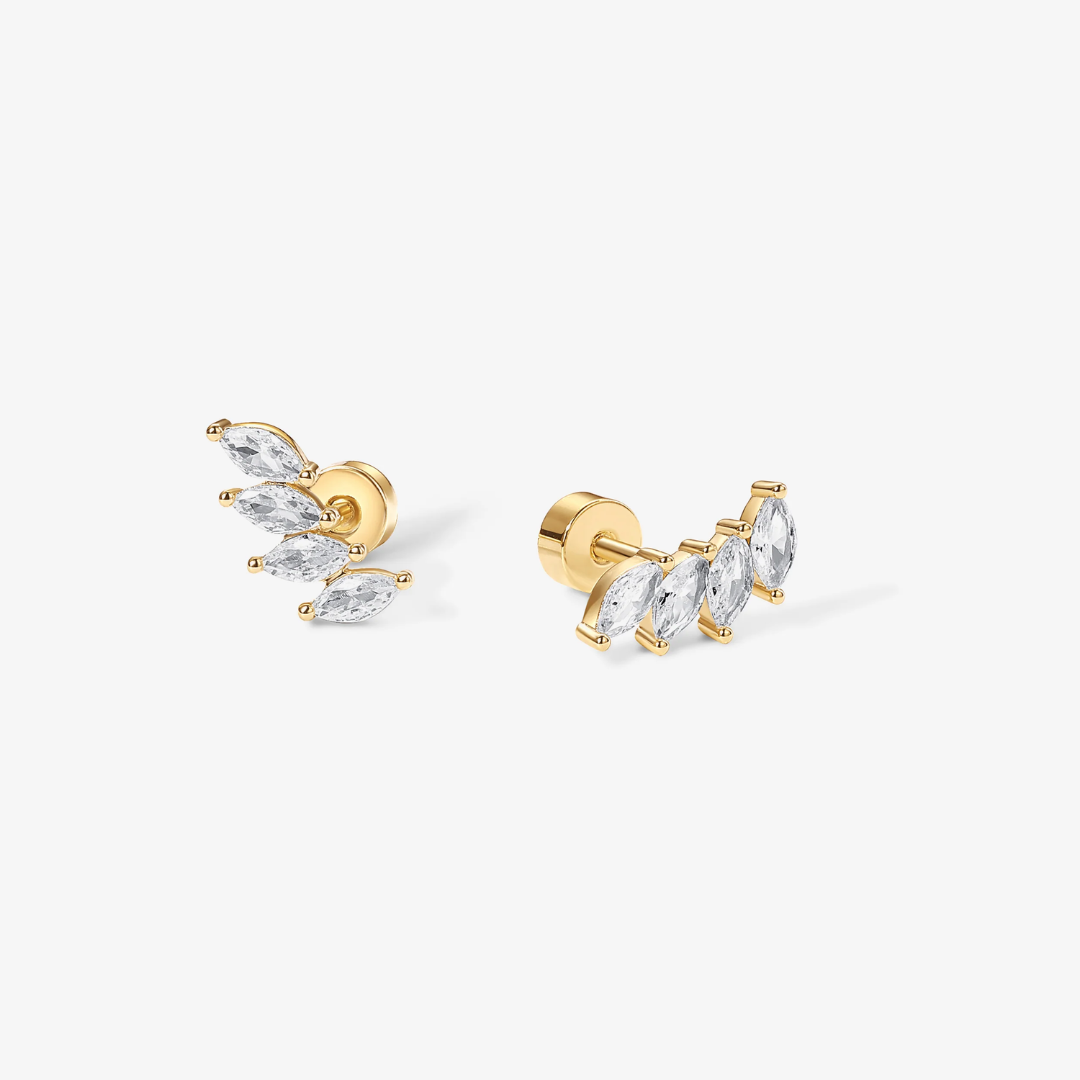 Marquise Drop Flat Back Stud Earrings
