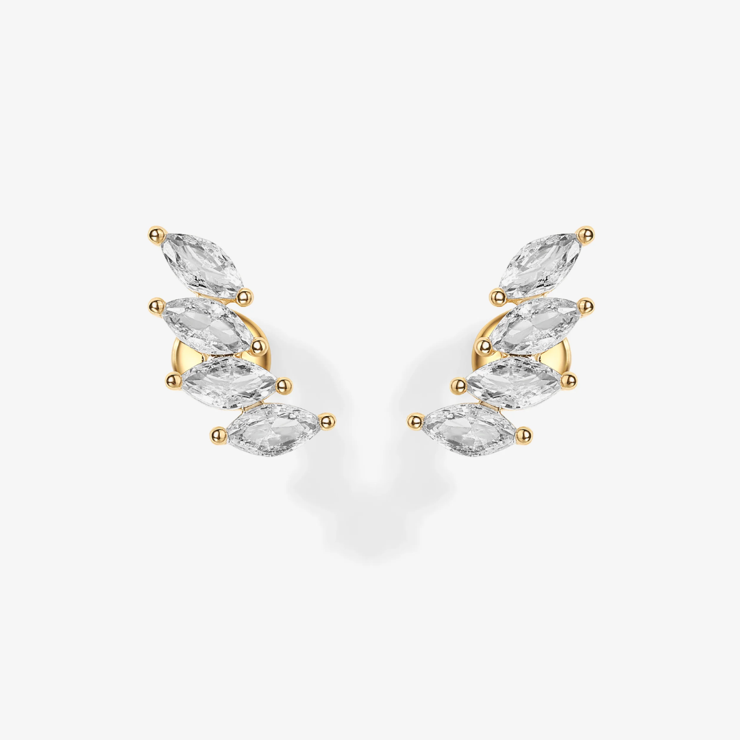 Marquise Drop Flat Back Stud Earrings