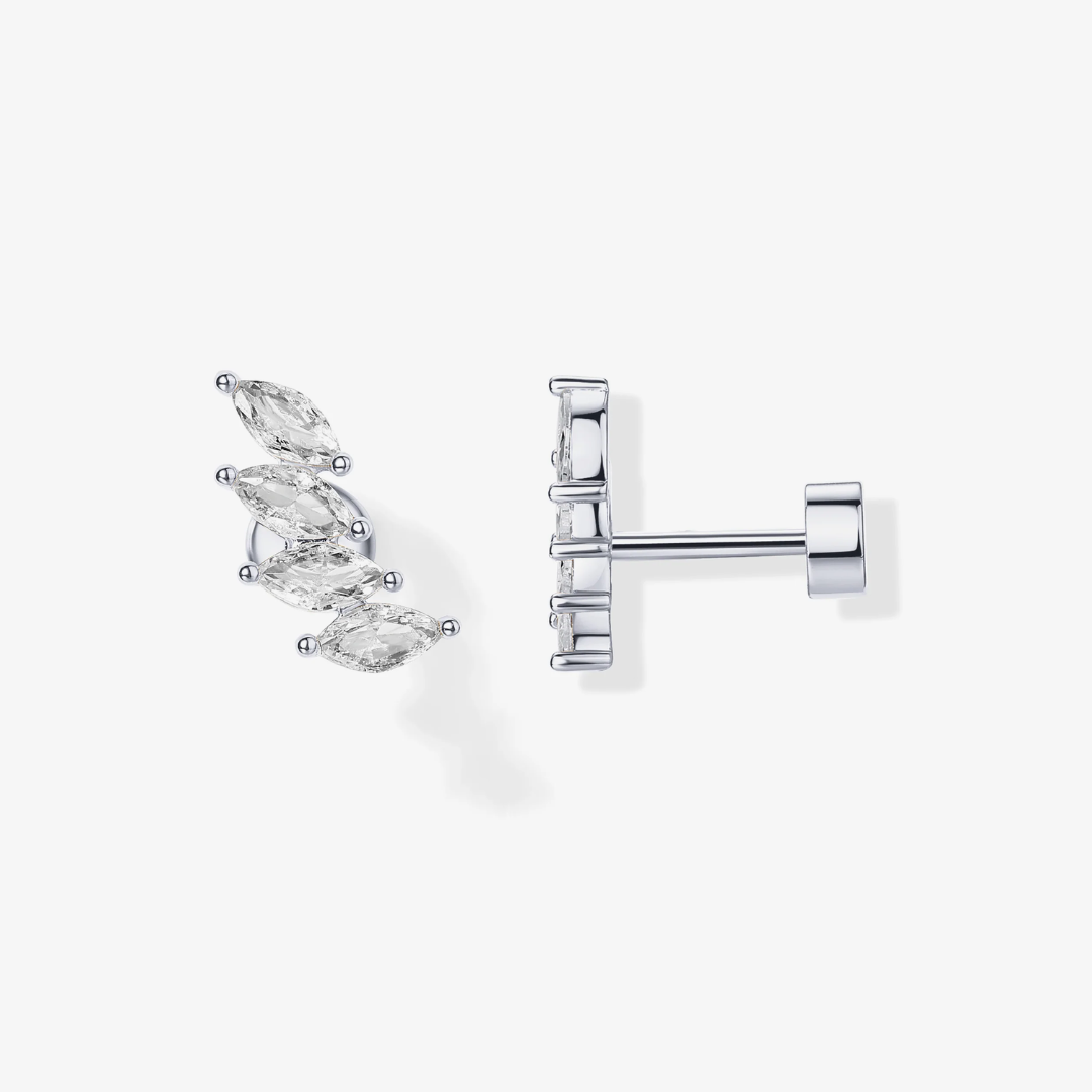 Marquise Drop Flat Back Stud Earrings