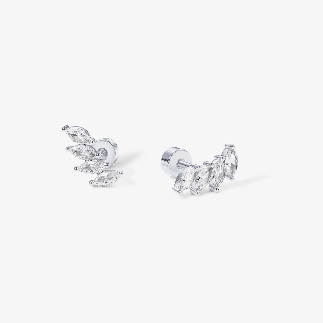 Marquise Drop Flat Back Stud Earrings