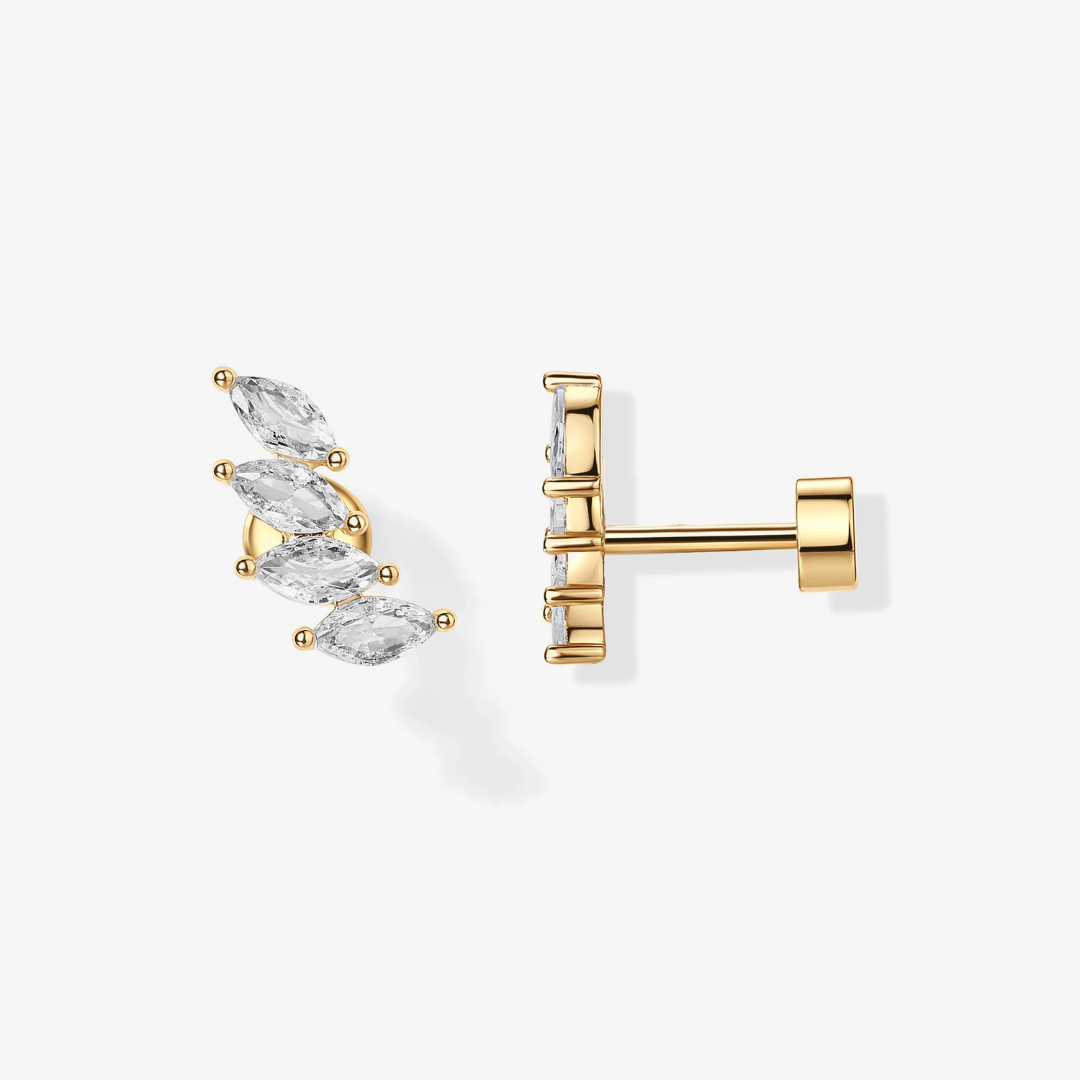 Marquise Drop Flat Back Stud Earrings