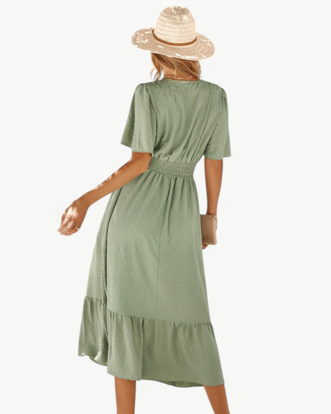 Marwa – Short-Sleeve Dress with V-Neck