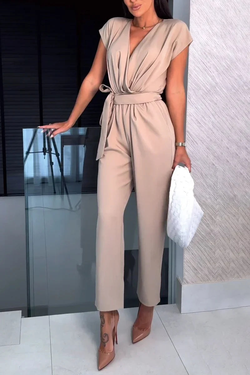 Maryana - Short Sleeve Jumpsuit with V-Neck