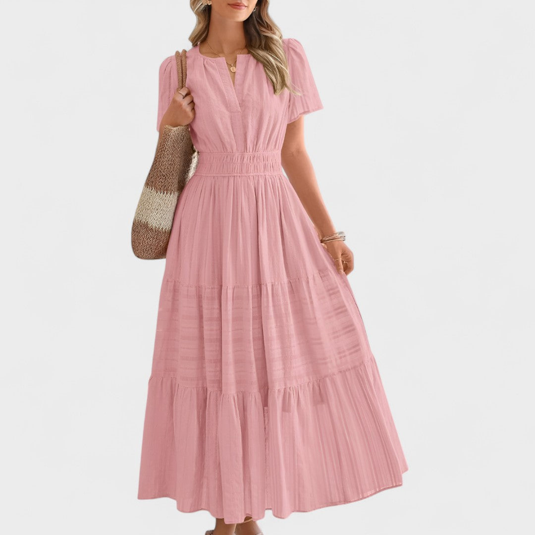 Maura - Summer Maxi Dress with Short Sleeves