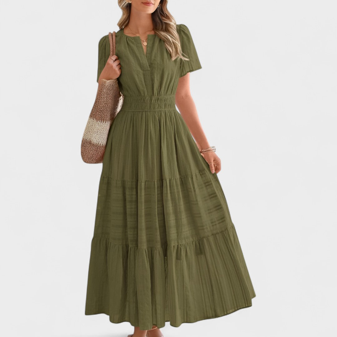 Maura - Summer Maxi Dress with Short Sleeves