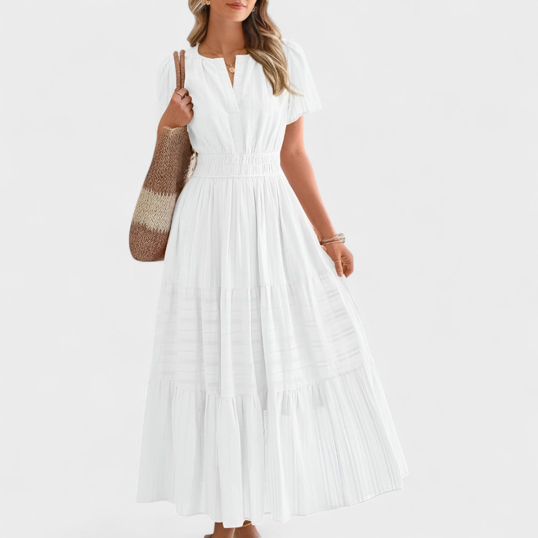 Maura - Summer Maxi Dress with Short Sleeves