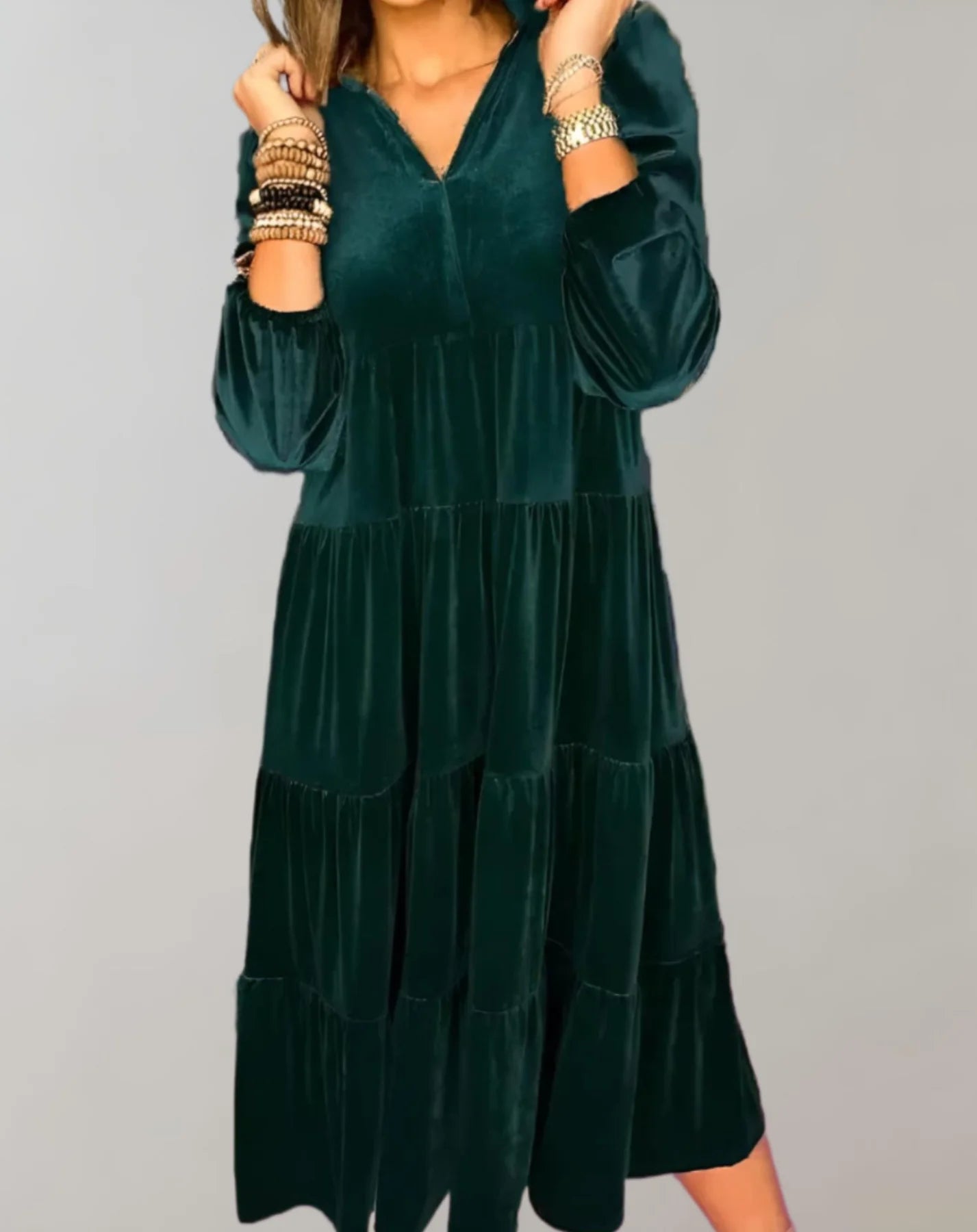 Melba - Loose Velvet Dress with V-Neck