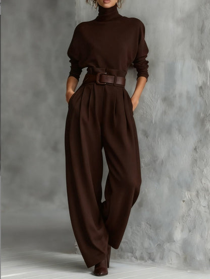 Melian – Jumpsuit with Turtleneck, Wide Leg, and Belt