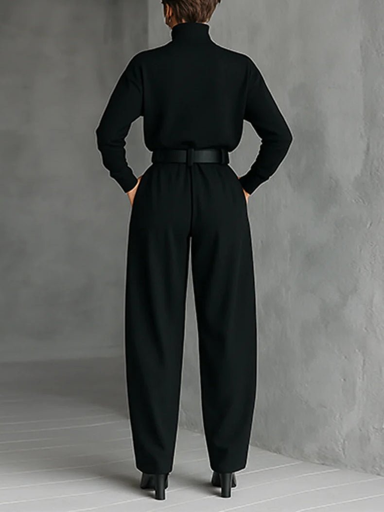 Melian – Jumpsuit with Turtleneck, Wide Leg, and Belt