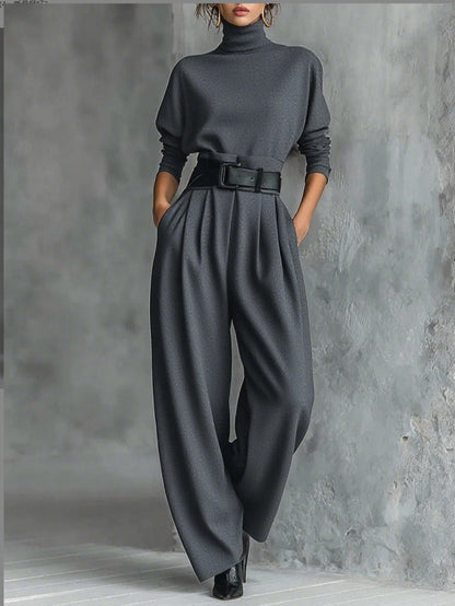 Melian – Jumpsuit with Turtleneck, Wide Leg, and Belt