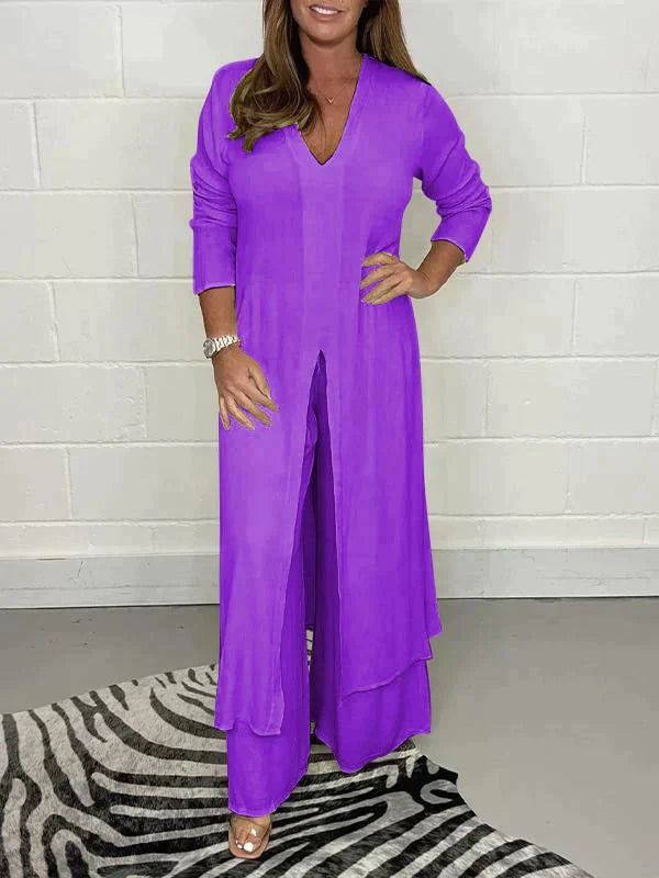 Melis - Two-Piece Set with V-Neck and Slit