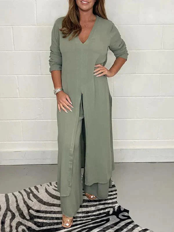 Melis - Two-Piece Set with V-Neck and Slit
