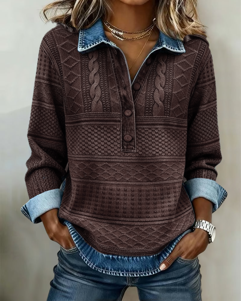 Melkorka – Fashionable Sweatshirt with Half Button Placket