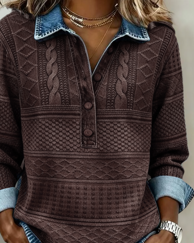 Melkorka – Fashionable Sweatshirt with Half Button Placket