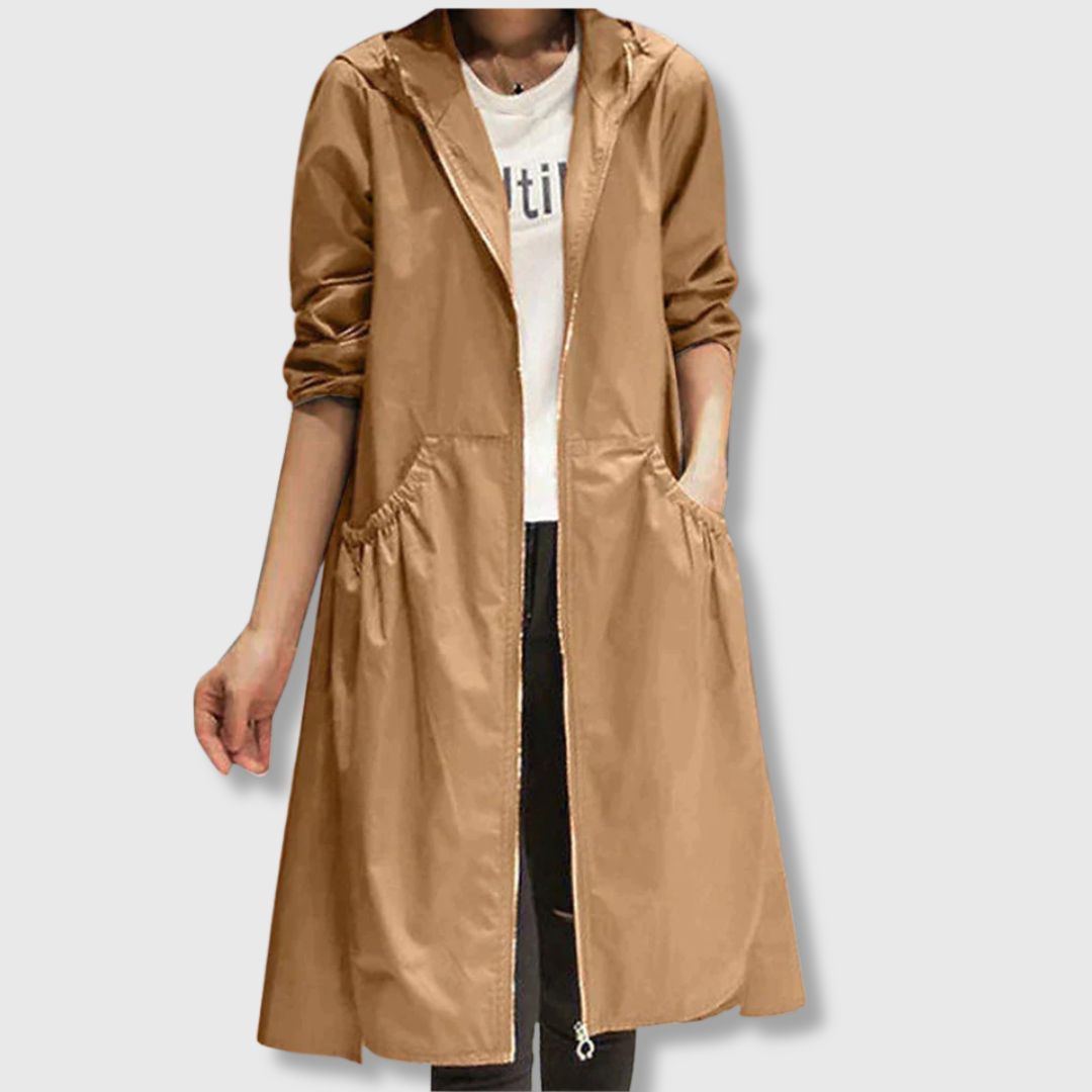 Meryl - Long Lightweight Coat with Hood