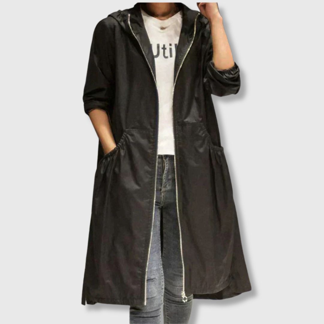 Meryl - Long Lightweight Coat with Hood