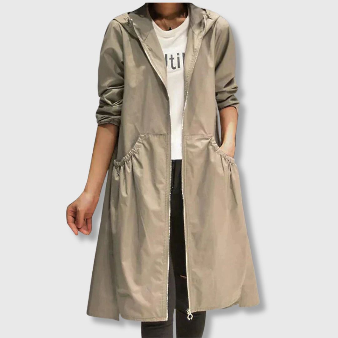 Meryl - Long Lightweight Coat with Hood