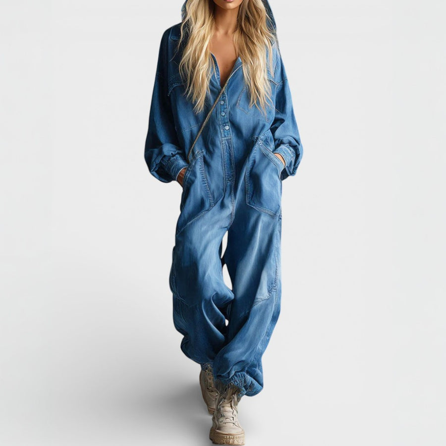 Miara – Long-Sleeved Jumpsuit with Hood and Pockets