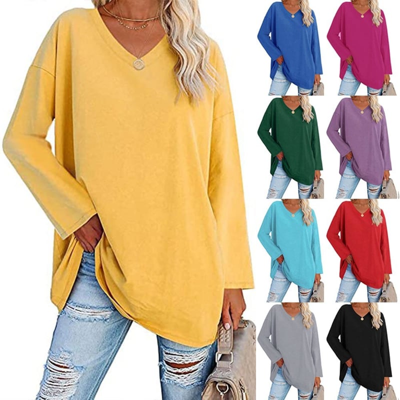 Milena - Long-Sleeved Fashionable Knit Top with V-Neck