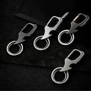 Multifunctional Keychain Bottle Opener Metal Double Ring Keychain
