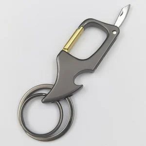 Multifunctional Keychain Bottle Opener Metal Double Ring Keychain