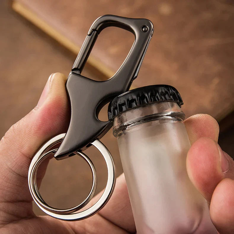 Multifunctional Keychain Bottle Opener Metal Double Ring Keychain