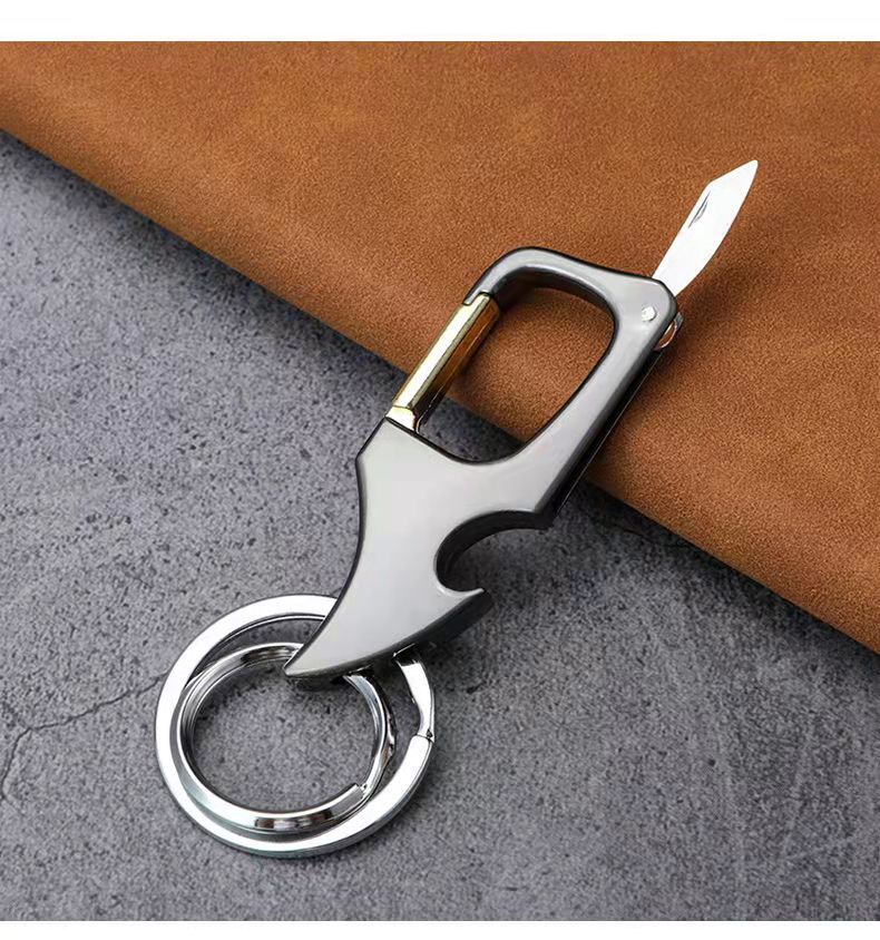 Multifunctional Keychain Bottle Opener Metal Double Ring Keychain