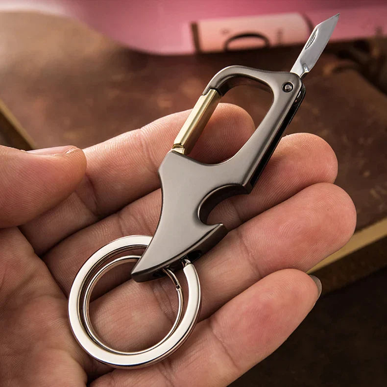 Multifunctional Keychain Bottle Opener Metal Double Ring Keychain