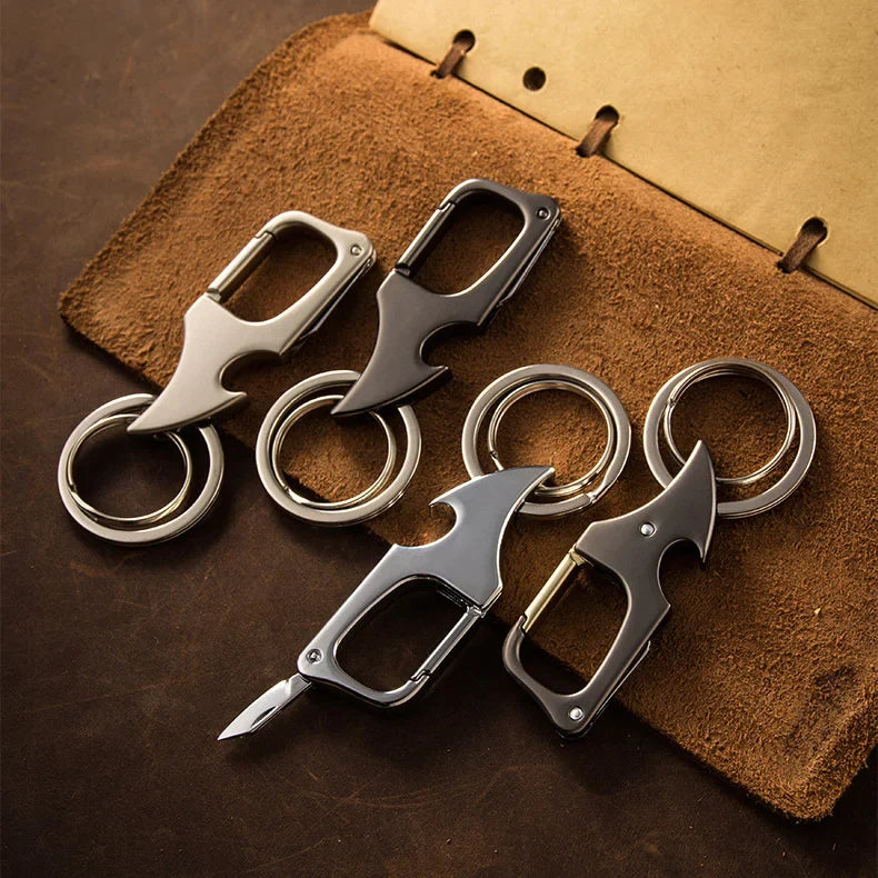 Multifunctional Keychain Bottle Opener Metal Double Ring Keychain