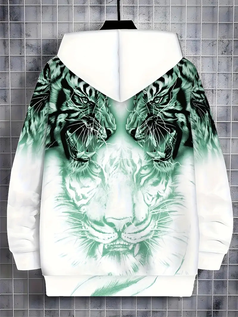 Murillo – Casual Long Sleeve Hoodie Jacket with Tiger Print
