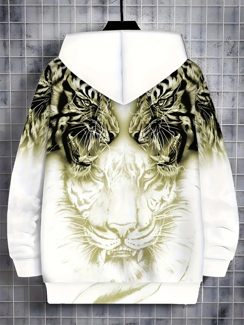 Murillo – Casual Long Sleeve Hoodie Jacket with Tiger Print