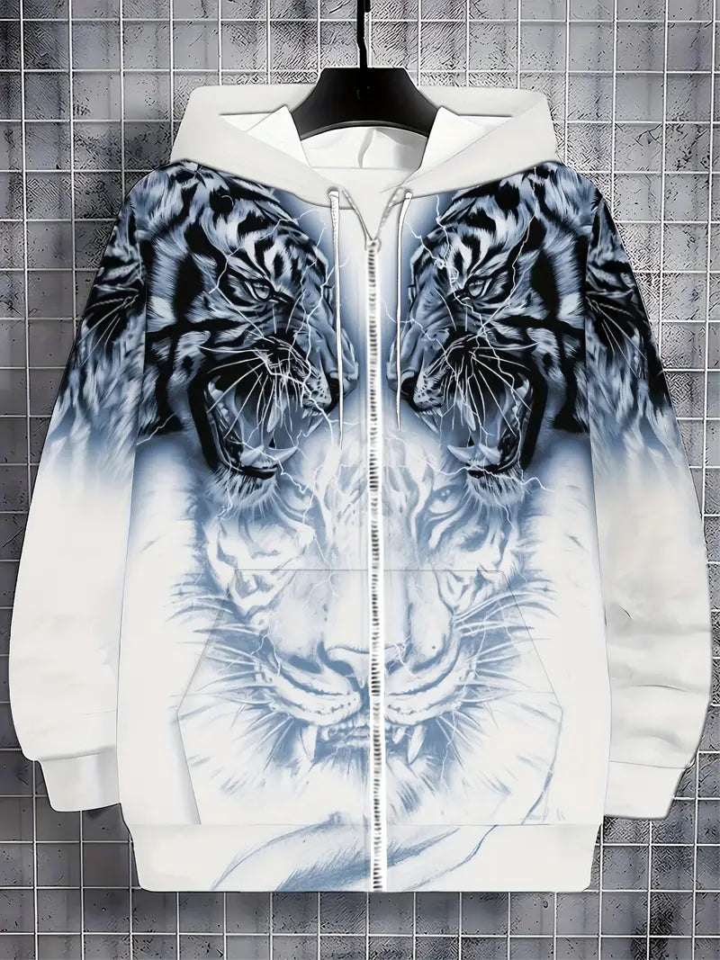 Murillo – Casual Long Sleeve Hoodie Jacket with Tiger Print