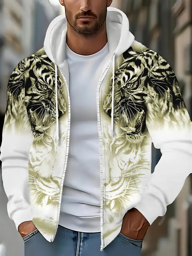 Murillo – Casual Long Sleeve Hoodie Jacket with Tiger Print